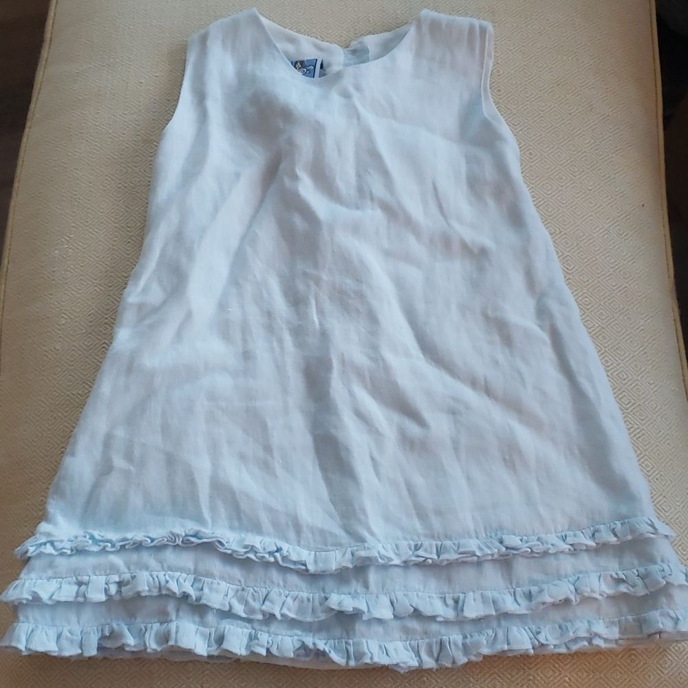 Blue Linen ruffle dress